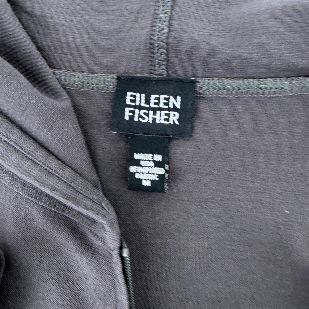 Eileen‎ Fisher Womens Charcoal Gray Viscose Blend Longline Zip Up Hoodie Size M - Picture 2 of 9